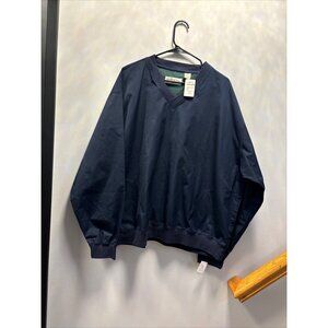 Orvis Men's Pullover Windbreaker V Neck Blue Large Longsleeve Pockets